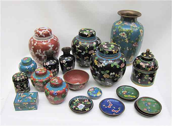 Appraisal: PIECES ASSORTED CHINESE CLOISONNE vase ''H pair vases ''H ginger