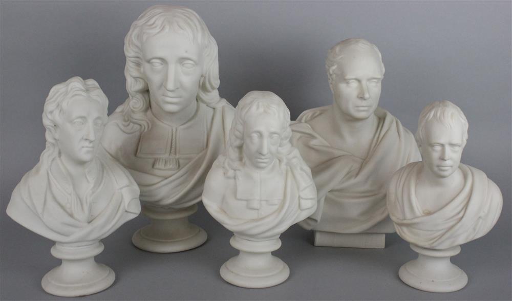 Appraisal: ONE COPELAND AND FOUR BEVINGTON PARIAN BUSTS the first Samuel