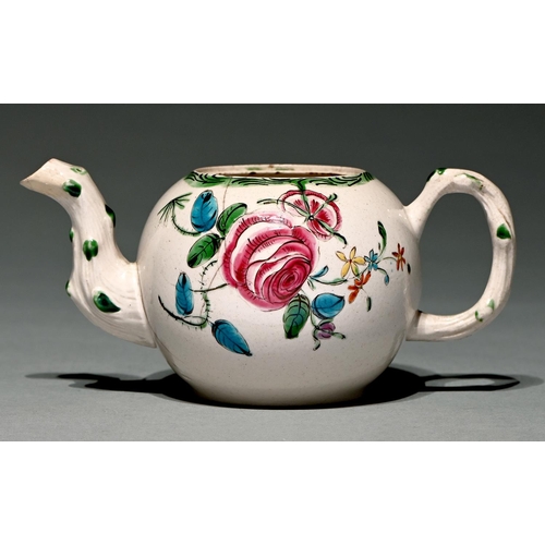 Appraisal: A Staffordshire saltglazed white stoneware teapot c boldly painted in