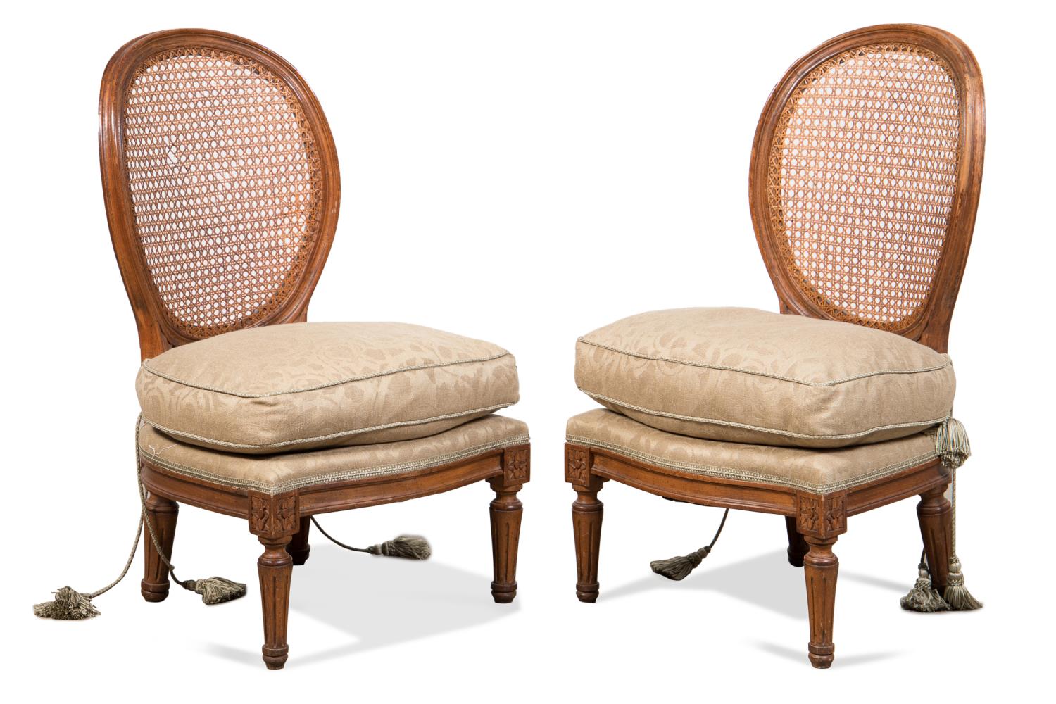 Appraisal: PAIR FRENCH LOUIS XVI STYLE SLIPPER CHAIRS Pair of French