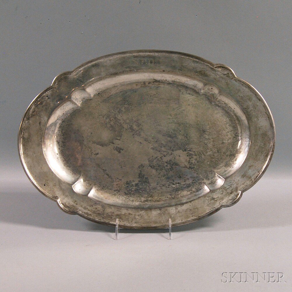 Appraisal: Frank W Smith English Flute Sterling Silver Tray the oval