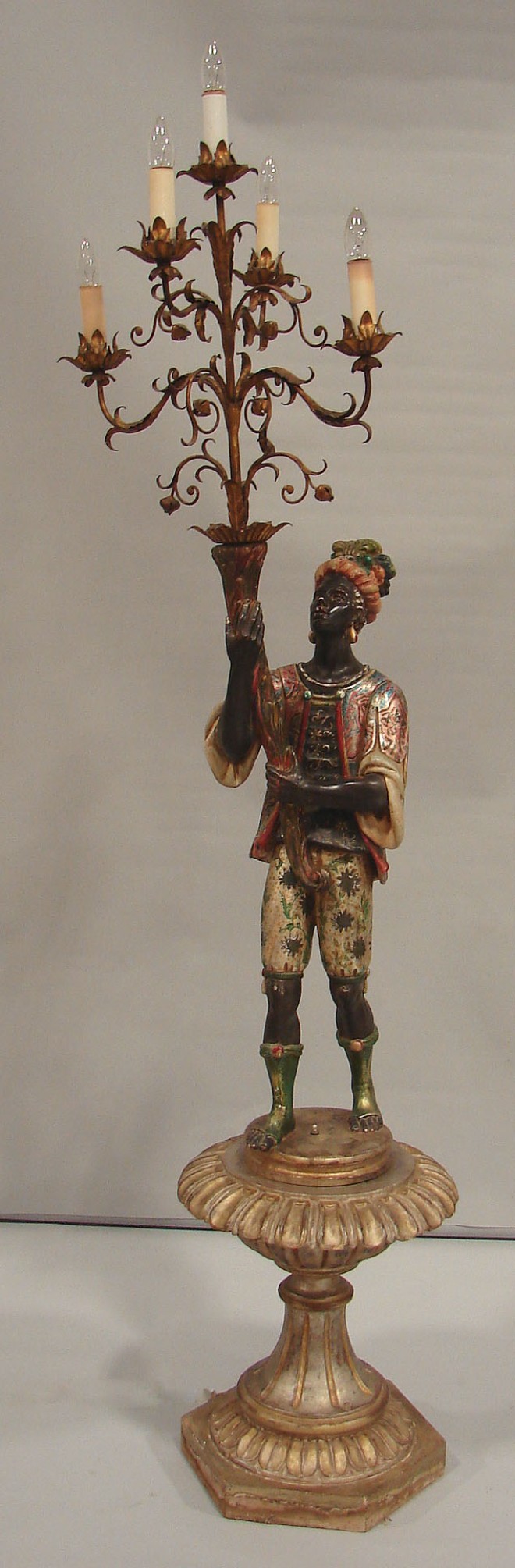 Appraisal: t lamp with a t polychrome metallic decorated blackmoor figure