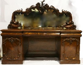 Appraisal: A Victorian Cuban mahogany twin pedestal sideboard the mirrored back