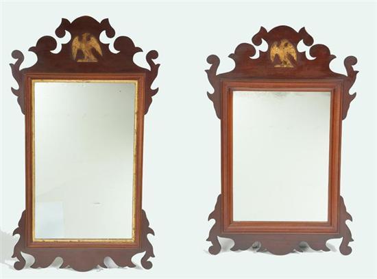 Appraisal: TWO CHIPPENDALE STYLE MIRRORS BOth in mahogany with gold painted