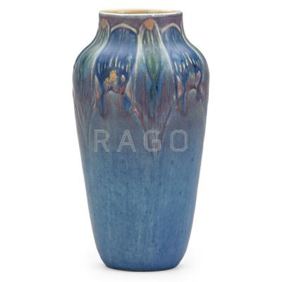 Appraisal: NEWCOMB COLLEGE Art Deco vase with stylized blossoms New Orleans