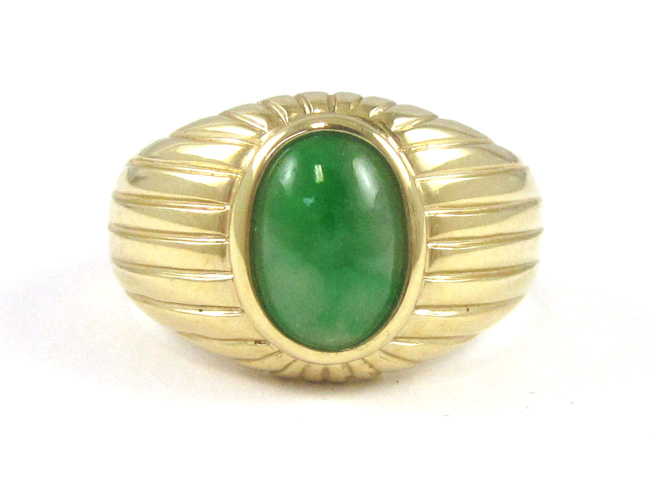 Appraisal: MASON KAY JADE AND FOURTEEN KARAT GOLD RING with certificate