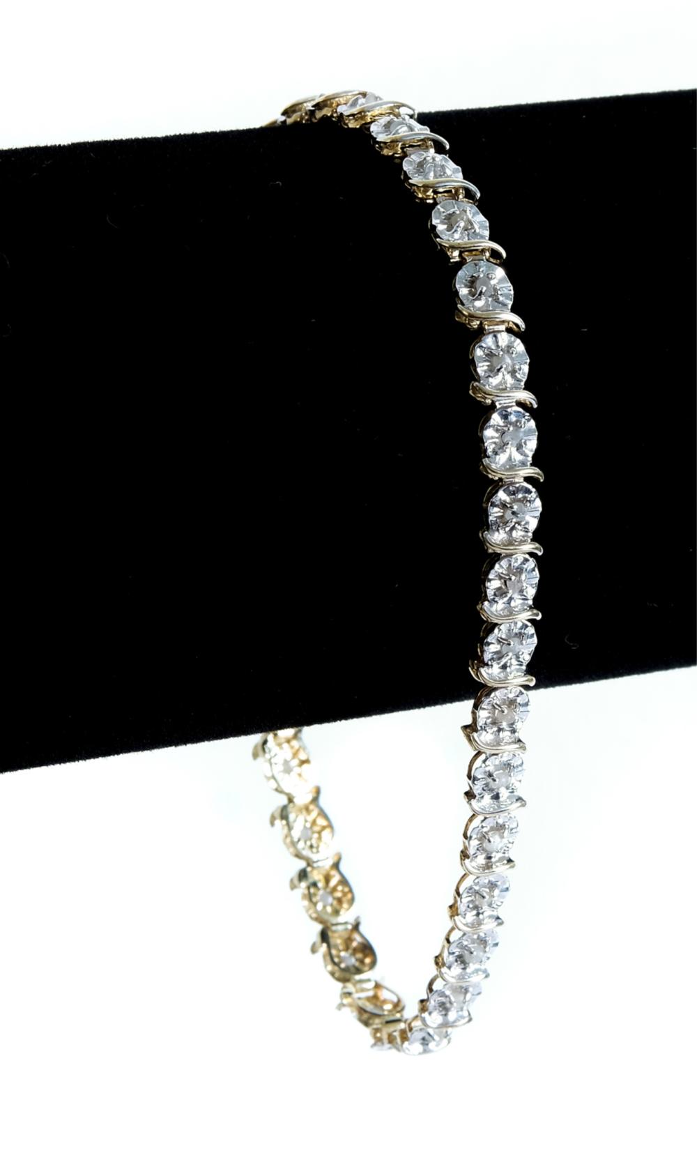 Appraisal: K YELLOW WHITE GOLD BRACELET W DIAMONDS K yellow and