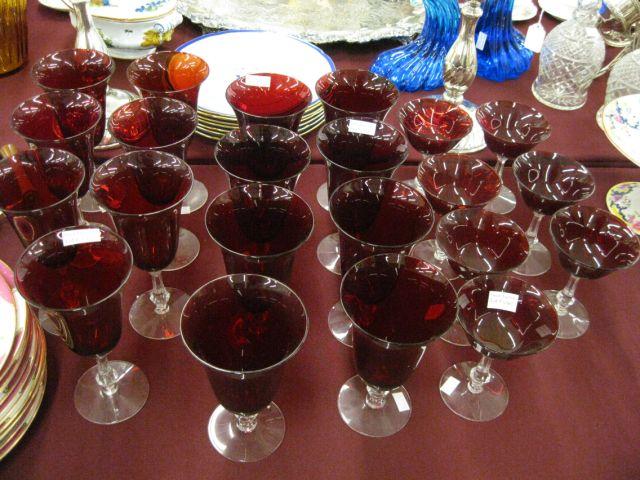 Appraisal: pcs Ruby Red Crystal Stemware sizes excellent