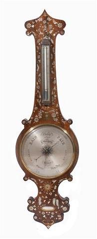 Appraisal: A VICTORIAN ROSEWOOD AND MOTHER OF PEARL INLAID WHEEL BAROMETER