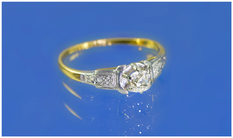 Appraisal: Single Stone Diamond Set in Carat Gold and Platinum The