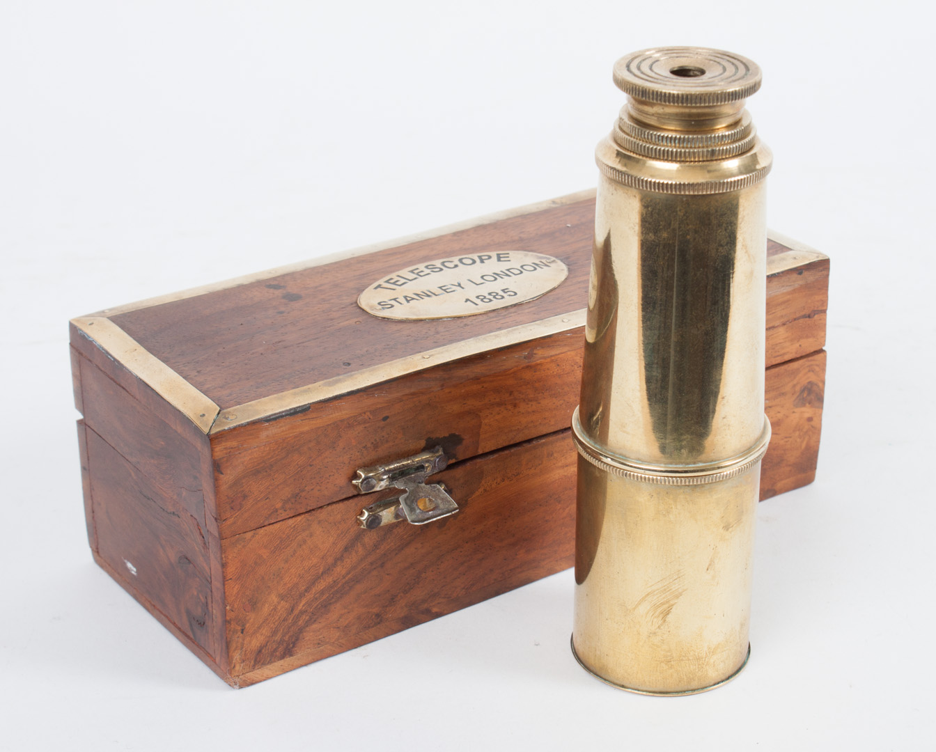 Appraisal: Stanley miniature brass telescope and box dated telescope - in