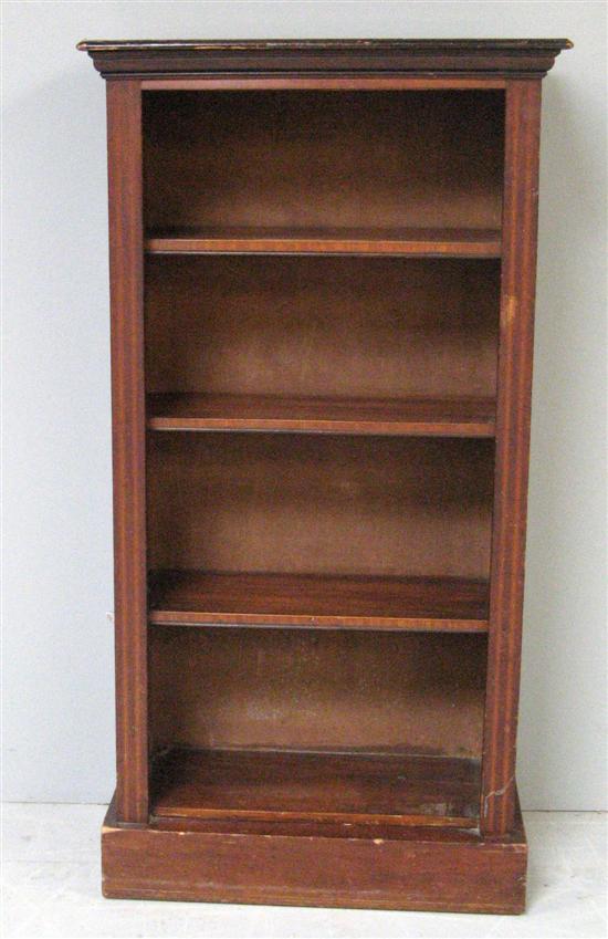 Appraisal: Edwardian mahogany open bookcase with adjustable shelves crossbanded and line