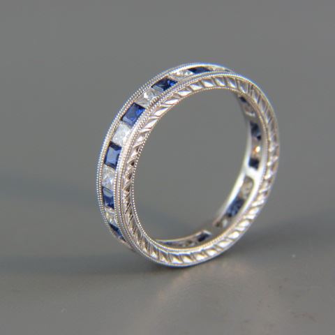 Appraisal: Sapphire Diamond Eternity Band square diamonds and sapphires carat of