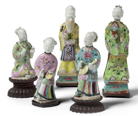 Appraisal: A group of five different th century Chinese famille rose