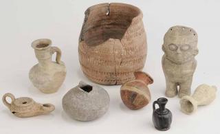 Appraisal: Eight Ethnographic Pottery Artifacts Ancient Greece and Pre-Columbian Peru including