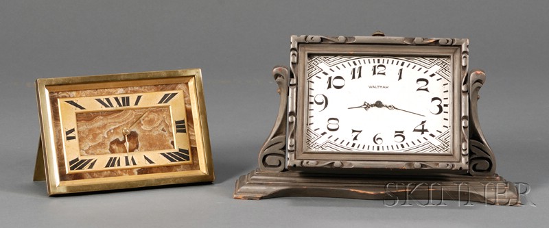 Appraisal: Two Art Deco Easel Desk Clocks by Waltham and Jose