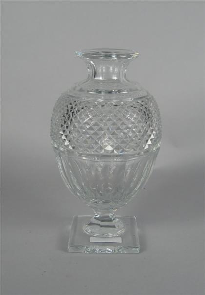 Appraisal: Baccarat cut glass urn th century Of faceted baluster form