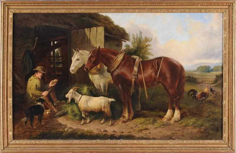 Appraisal: JOHN FREDERICK HERRING PLOUGHMAN'S LUNCH Oil on canvas relined signed