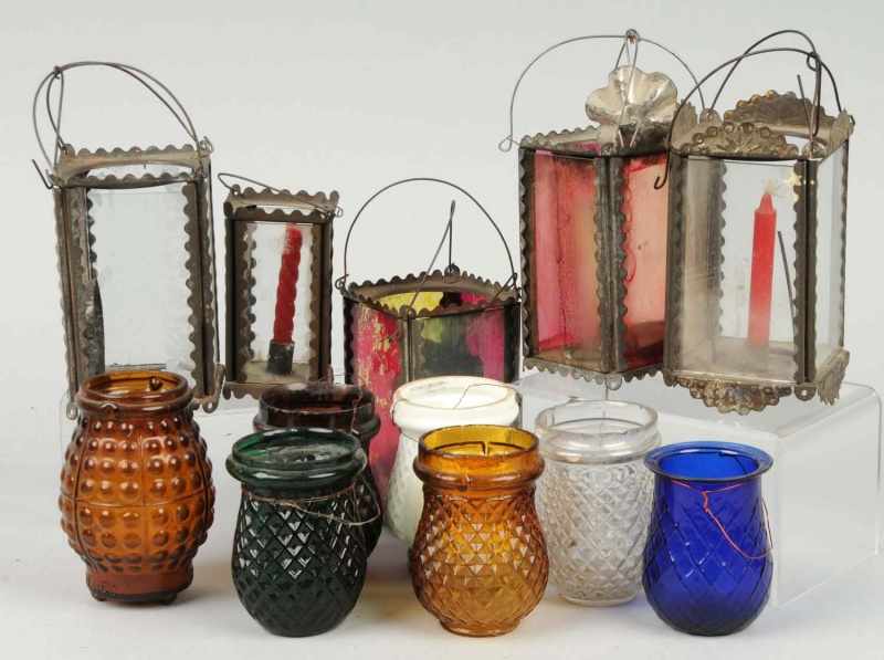 Appraisal: Lot of Glass Lanterns Description Includes five metal with glass