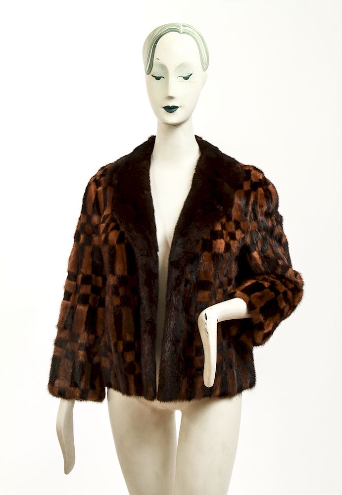 Appraisal: Ladies' Black Blonde Checkered Mink Fur Coat Ladies' mink fur