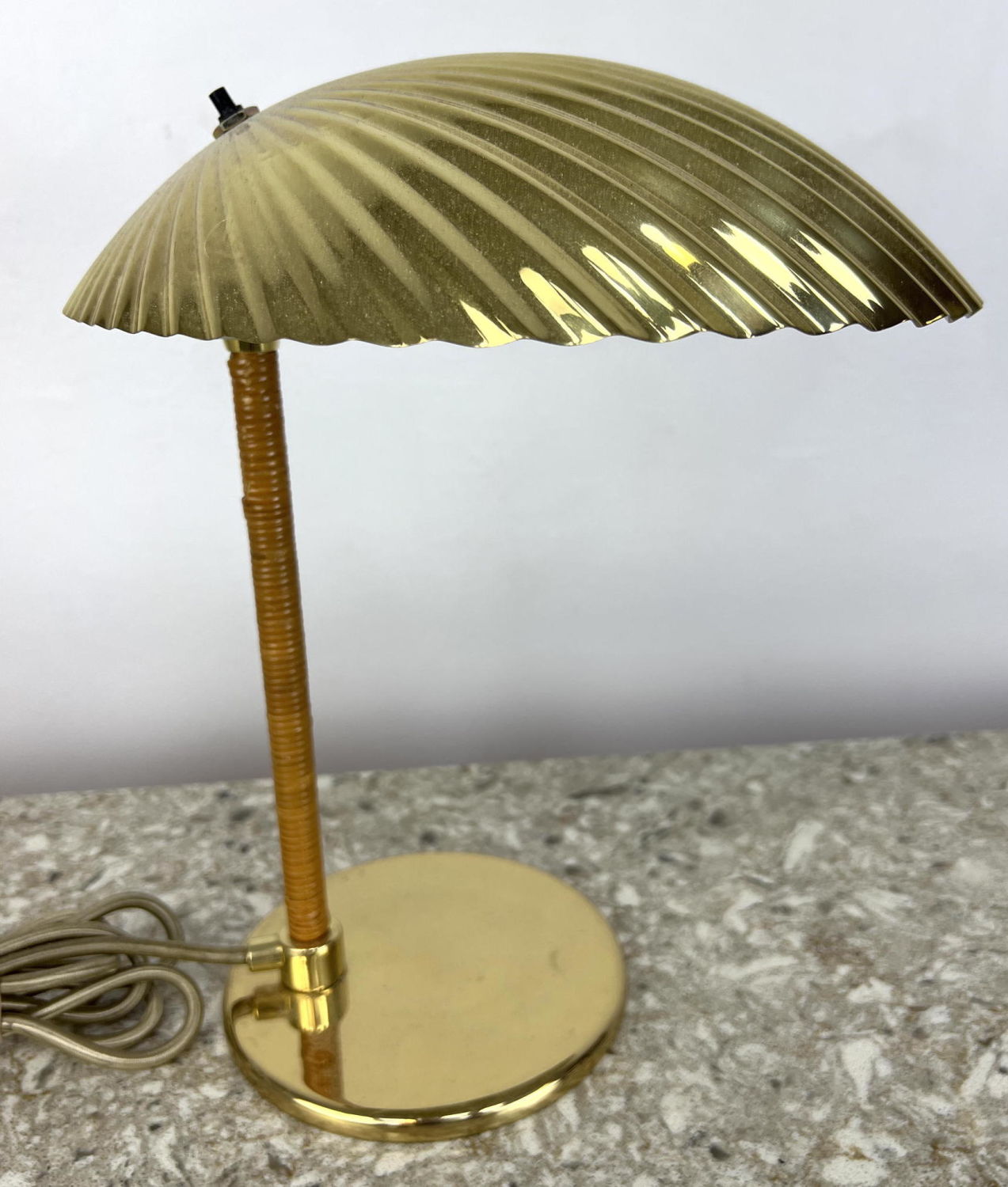 Appraisal: GUBI Paavo Tynell brass shell Table Lamp Labeled Dimensions H