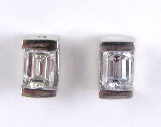 Appraisal: PAIR OF DIAMOND AND WHITE GOLD EAR STUDS each k