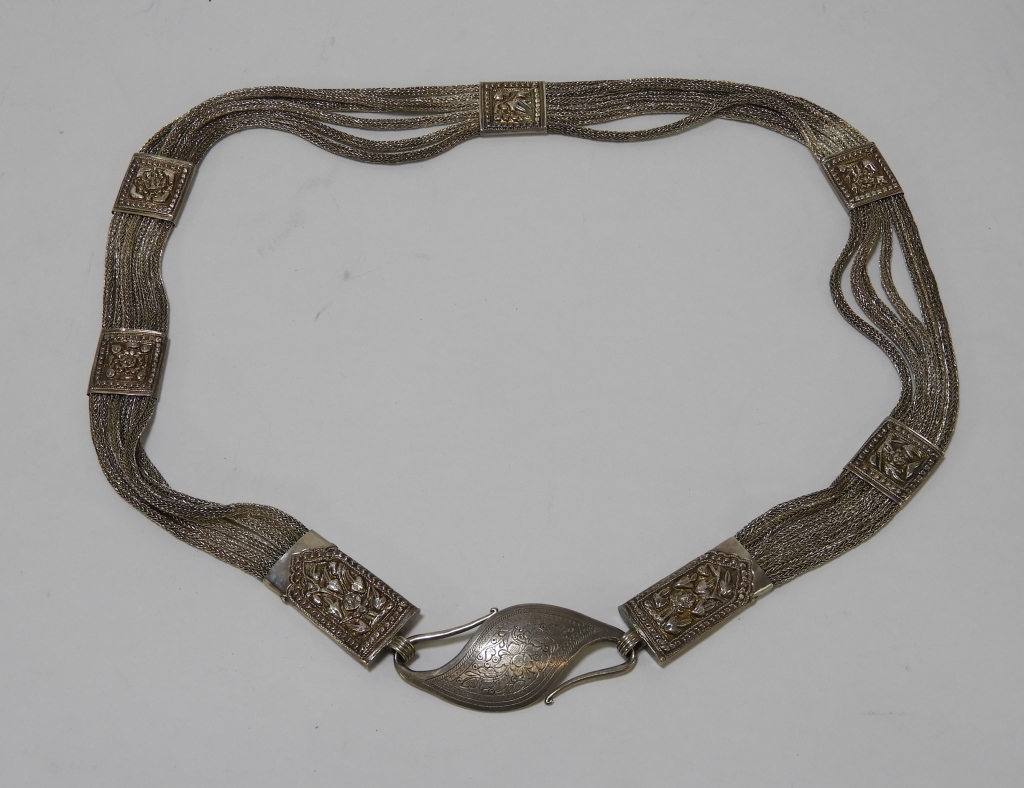 Appraisal: ISLAMIC INDO PERSIAN CORDED CEREMONIAL SILVER BELT Indo Persia th