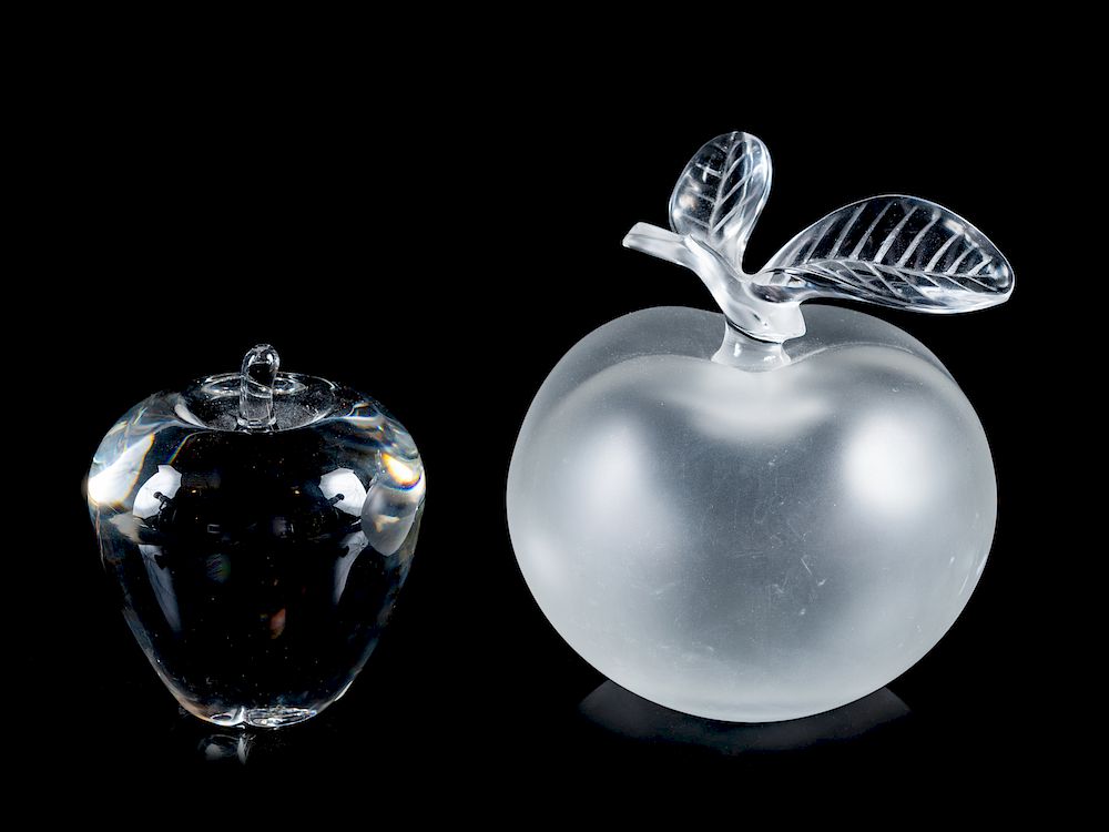 Appraisal: A Group of Two Glass Apples comprising a frost A