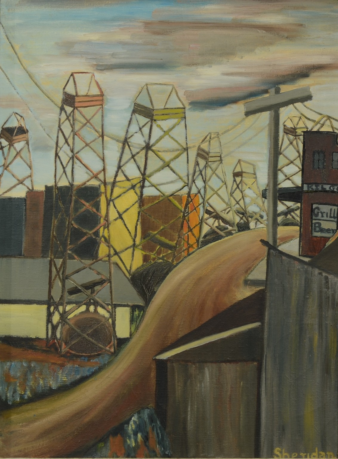 Appraisal: Charlotte Sheridan Morrissey American NY - oil on canvas Industrial