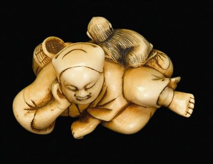 Appraisal: Good Japanese elephant ivory netsuke th century Good patina well