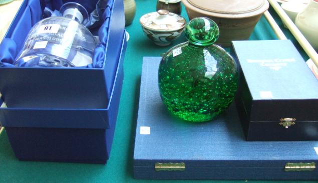 Appraisal: A quantity of glassware including two etched glass decanters a