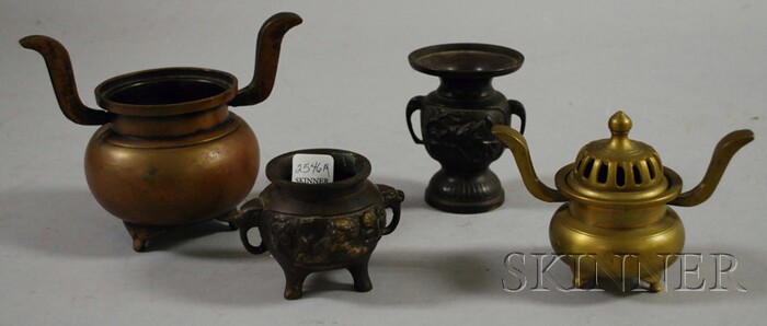 Appraisal: Four Small Bronze Censers China th century ht to in