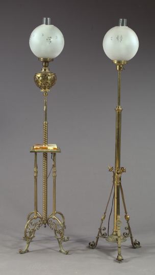 Appraisal: Two American Late Victorian Brass Organ Lamps fourth quarter th