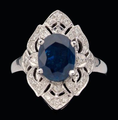 Appraisal: Sapphire diamond ring central oval sapphire estimated weight cts surrounded