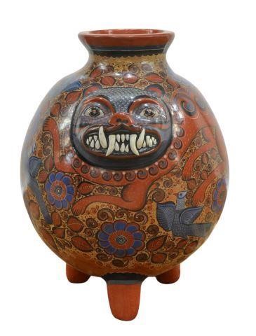 Appraisal: Large Mexican Folk Art figural standing pottery vase signed Luis