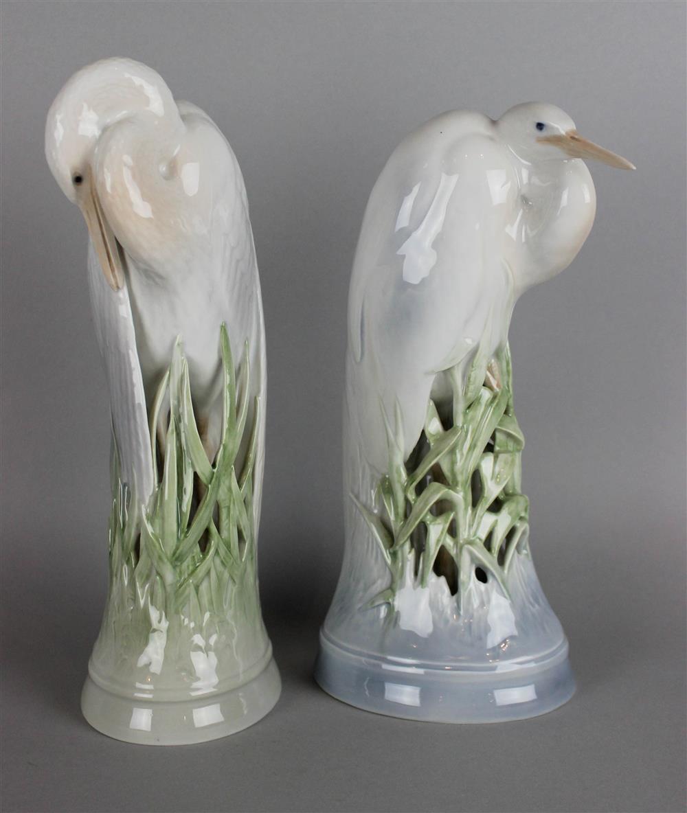 Appraisal: PAIR OF ROYAL COPENHAGEN PORCELAIN FIGURINES OF HERONS one numbered