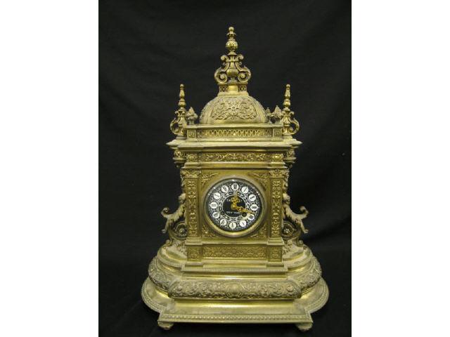 Appraisal: Tiffany French Victorian Bronze Mantle Clock figures on sides rococo