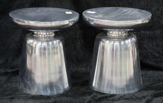 Appraisal: Pair of Italian Moderne style chrome occasional tables Pair of