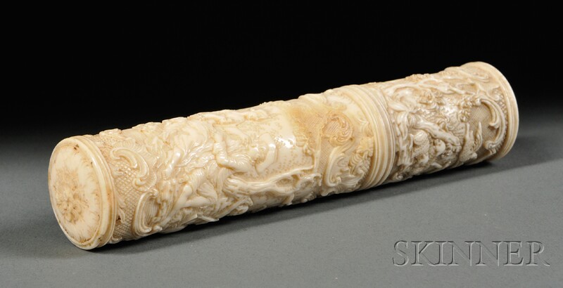 Appraisal: French Rococo-style Cylindrical Ivory Case late th early th century