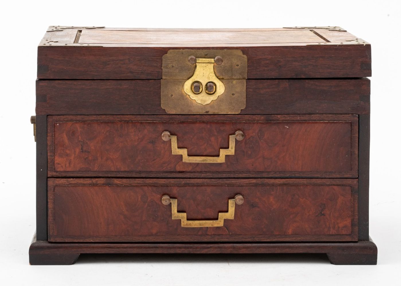 Appraisal: CHINESE WOODEN JEWELRY CHEST Chinese jewelry chest with three drawers