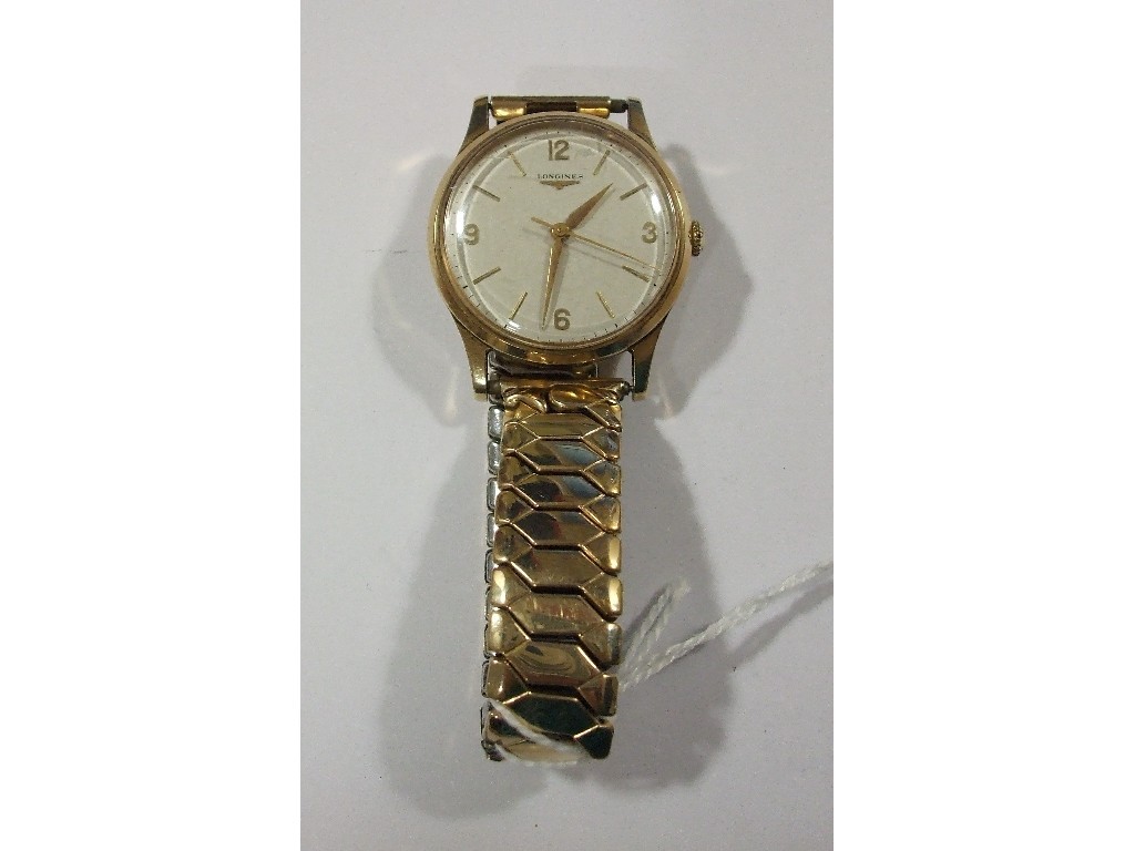 Appraisal: Gents 's ct gold Longines wrist watch with cream dial