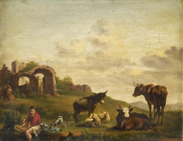 Appraisal: Manner of Edmund Bristow - Drover Resting On A River