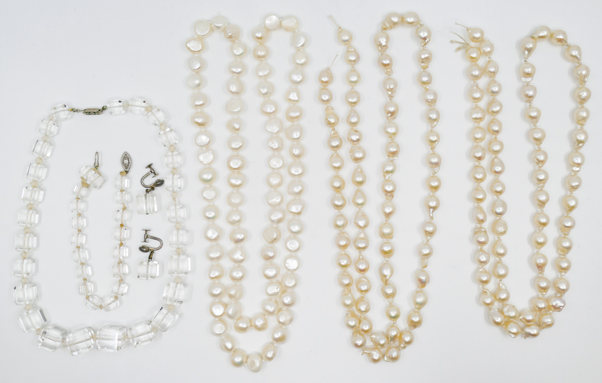 Appraisal: Box Baroque Real Pearl and Crystal Necklaces