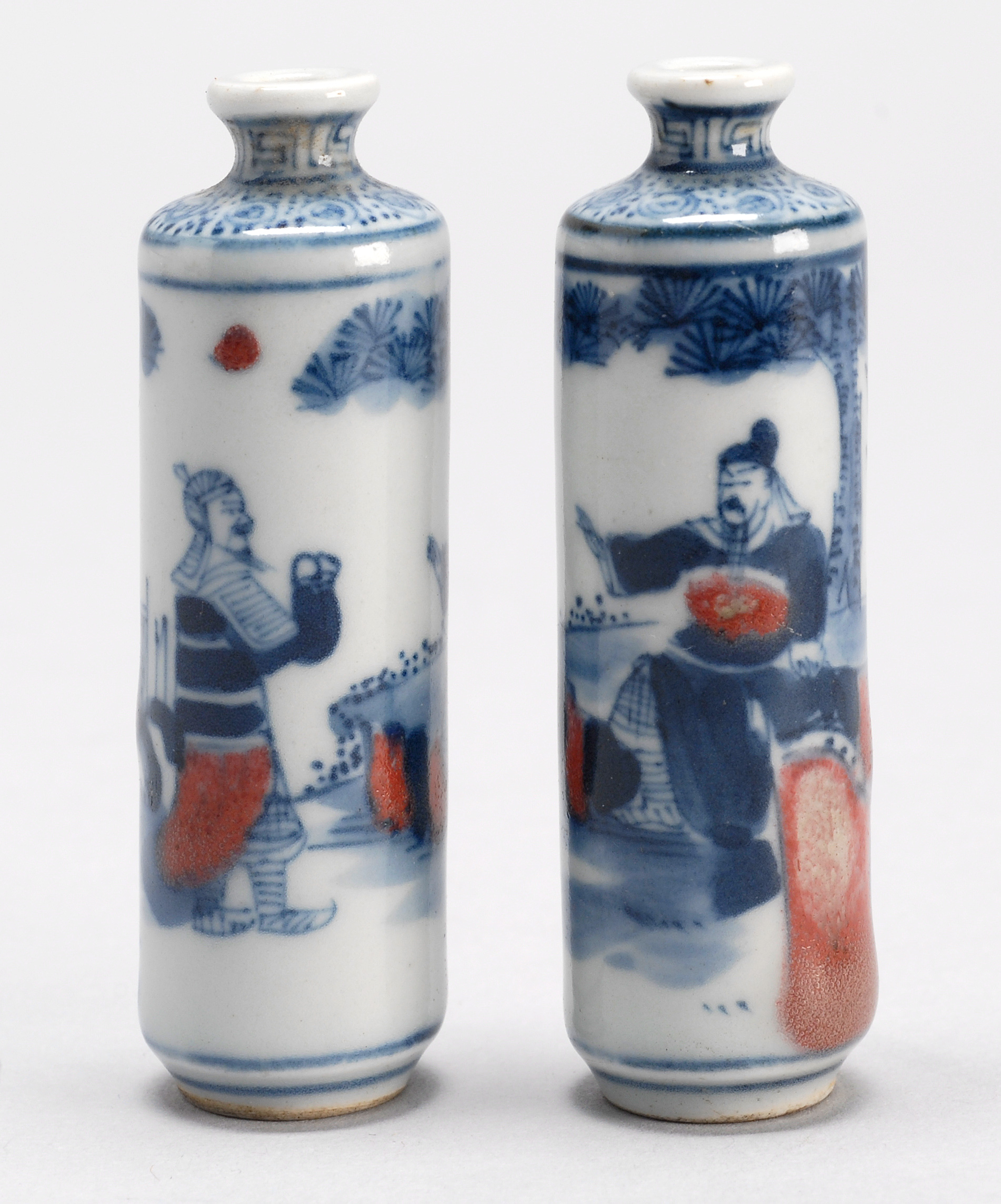 Appraisal: TWO UNDERGLAZE RED AND BLUE PORCELAIN SNUFF BOTTLES th CenturyIn