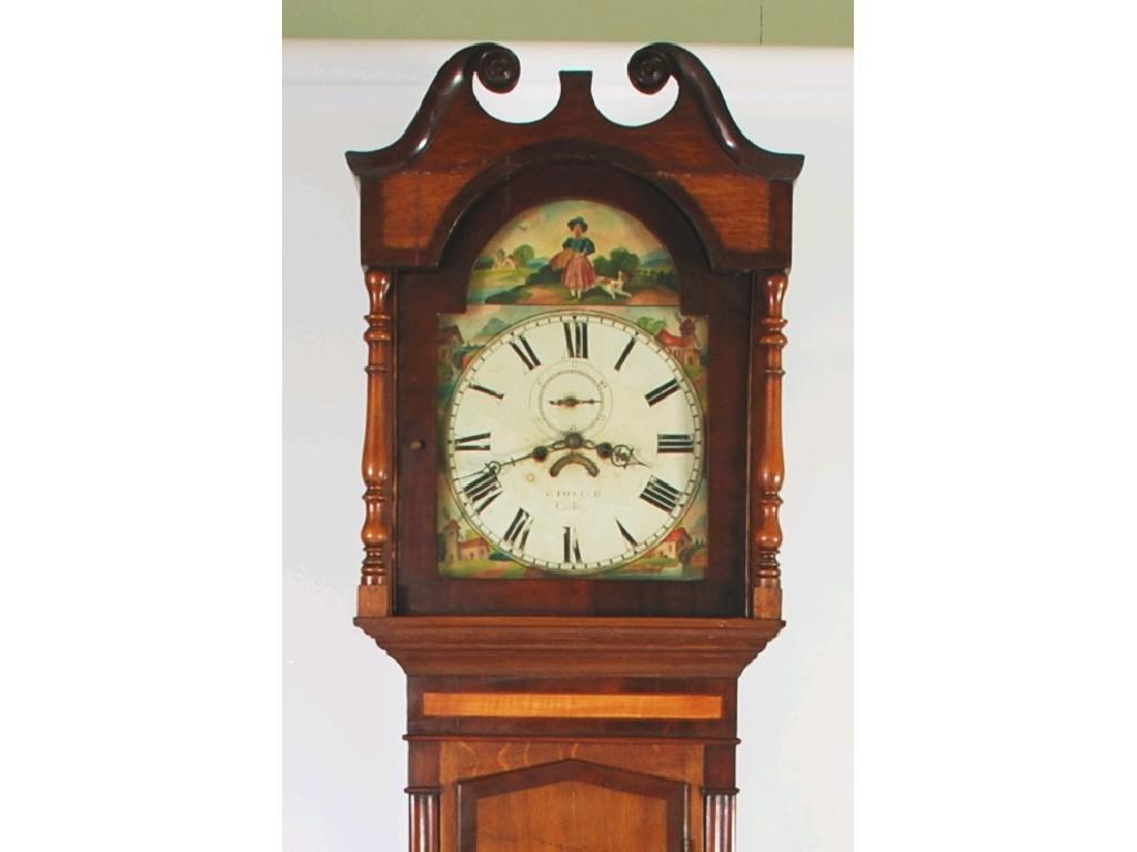 Appraisal: LATE EIGHTEENTH CENTURY OAK AND MAHOGANY CROSSBANDED LONGCASE CLOCK signed