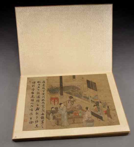 Appraisal: Chinese -page watercolor album att to Tang Yindepicting historical stories