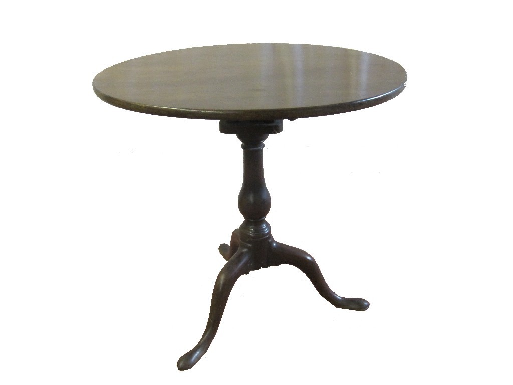 Appraisal: A th Century mahogany tilt top table the circular top