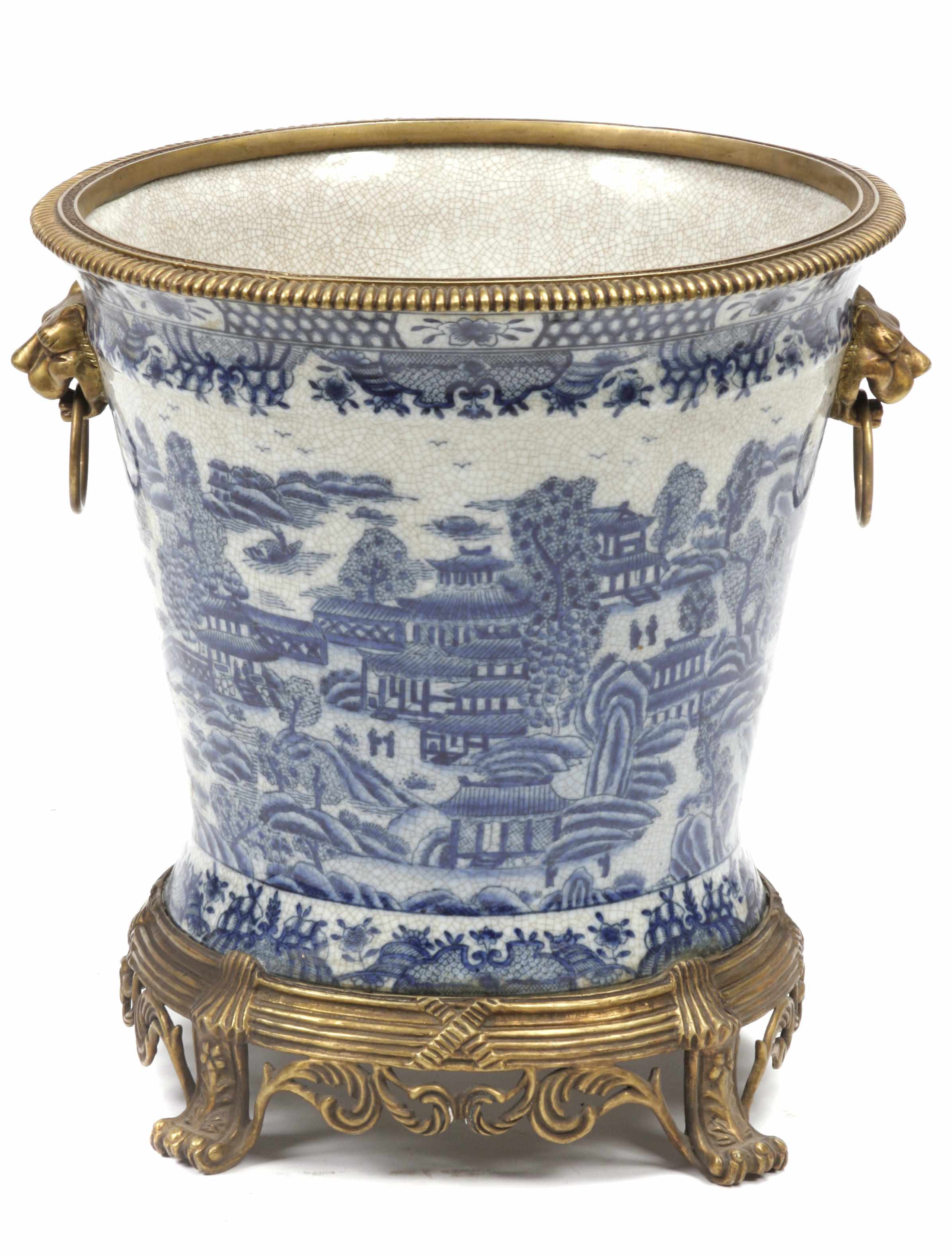 Appraisal: A pair of Chinese blue and white gilt bronze mounted