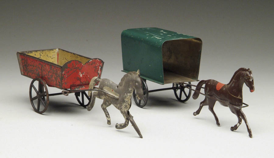 Appraisal: LOT OF EARLY AMERICAN TIN HORSE CARTS By George Brown