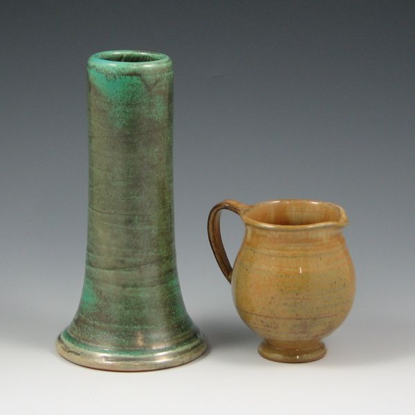 Appraisal: Two Shearwater pieces including a green vase and a beige